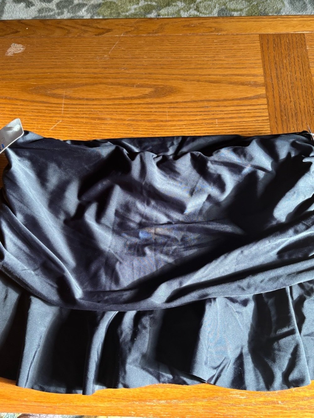 Catalina Black Satin Swim Mini with Ruffle Hem